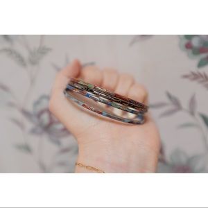 4 Silver Enamel Bangles - Never Worn